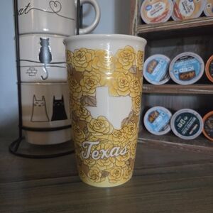 Starbucks Yellow Texas Floral Ceramic Tumbler